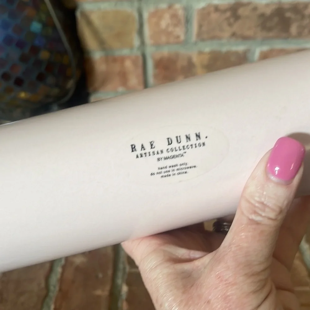 Rae Dunn Bunny's Helper Light Pink Rolling Pin